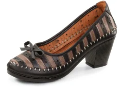 Hot Gemini , modische Damen-Pumps, Weite G, aus Leder SCHWARZ-BRAUN
