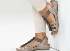 Best Gemini , modische Damen-Sandalen, Weite G, mit Blüten-Applikationen BRONZE