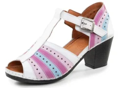New Gemini , modische Damen-Sandaletten, Weite G, mit Gummizug WEISS-BUNT