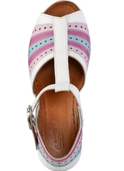 New Gemini , modische Damen-Sandaletten, Weite G, mit Gummizug WEISS-BUNT