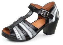 Discount Gemini , modische Damen-Sandaletten, Weite G, mit Gummizug SCHWARZ-GRAU