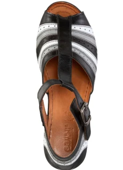 Discount Gemini , modische Damen-Sandaletten, Weite G, mit Gummizug SCHWARZ-GRAU
