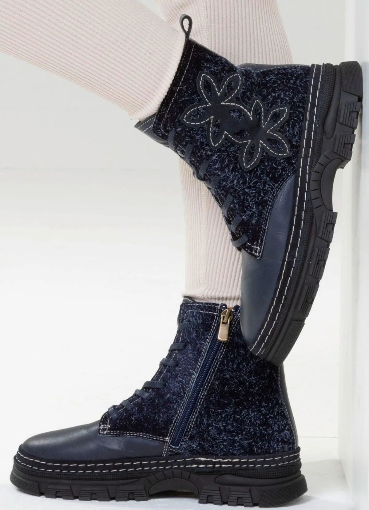 Outlet Gemini , modische Damen-Stiefeletten, Winterschuhe, Weite G, mit herausnehmbarem Fußbett MARINE