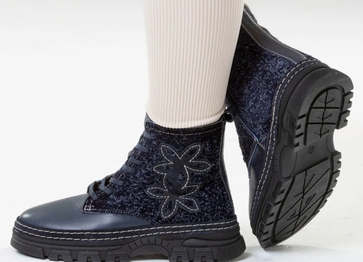 Outlet Gemini , modische Damen-Stiefeletten, Winterschuhe, Weite G, mit herausnehmbarem Fußbett MARINE