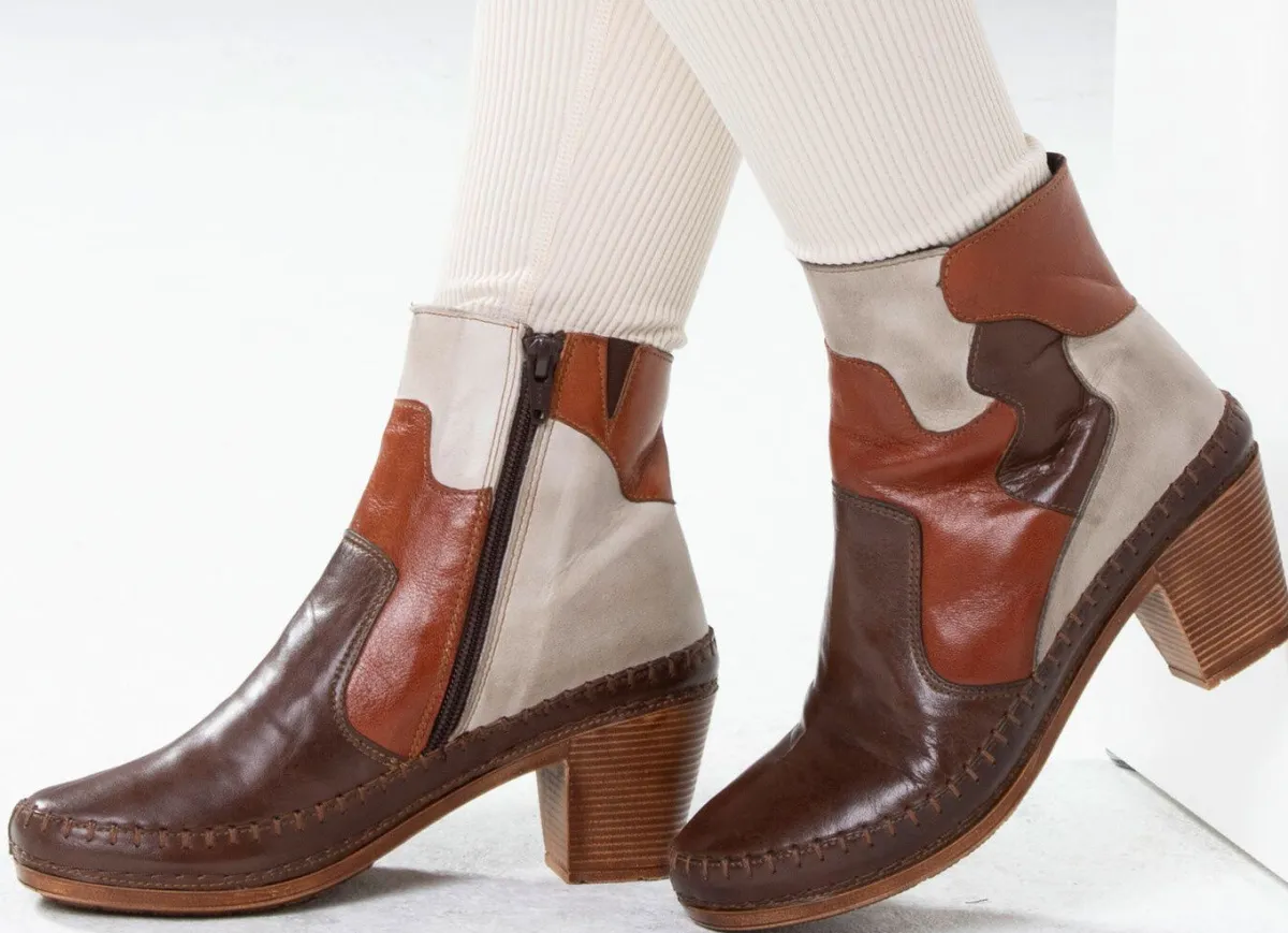 Hot Gemini , modische Damen-Stiefeletten, Winterschuhe, Weite G, mit Reißverschluss BRAUN-KIESEL