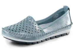 Best Gemini Mokassin-Slipper aus weichem, glänzend geprägtem Nappaleder JEANSBLEU