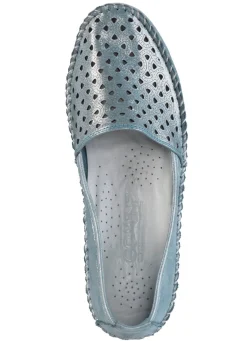 Best Gemini Mokassin-Slipper aus weichem, glänzend geprägtem Nappaleder JEANSBLEU