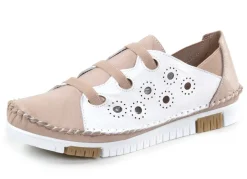 Online Gemini Mokassin-Slipper mit dezenter Knitter-Struktur TAUPE-WEISS