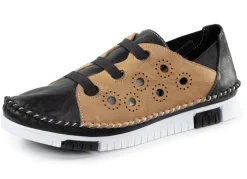 Sale Gemini Mokassin-Slipper mit dezenter Knitter-Struktur SCHWARZ-CAMEL