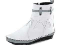 Hot Gemini Mokassin-Stiefelette mit Knitter-Struktur WEISS-OPAL