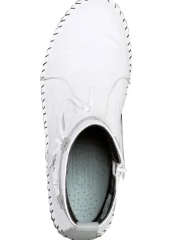 Hot Gemini Mokassin-Stiefelette mit Knitter-Struktur WEISS-OPAL