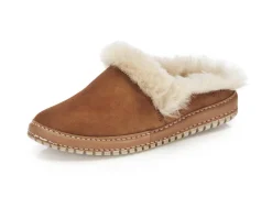 Best Gemini Pantoffel aus weichem, bestem Veloursleder COGNAC-BEIGE