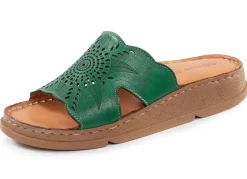 New Gemini Pantolette aus Nappaleder mit Perforation GRÜN