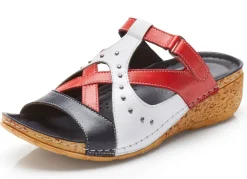 BADER Gemini Pantolette mit Nietenzier BLAU-WEISS-ROT