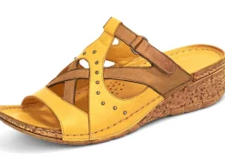 Best BADER Gemini Pantolette mit Nietenzier GELB-COGNAC