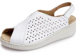 Outlet Gemini Sandale aus luftig perforiertem Rind-Nappaleder WEISS