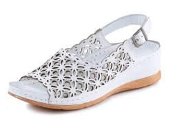 Hot Gemini Sandale aus perforiertem, geprägtem Nappaleder WEISS