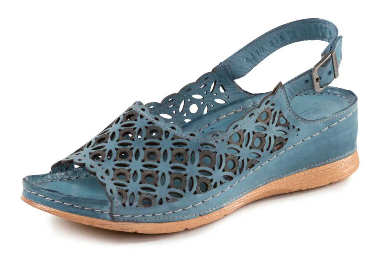 New Gemini Sandale aus perforiertem, geprägtem Nappaleder JEANS