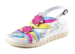 Online Gemini Sandale mit dekorativen Lederblüten WEISS-MULTICOLOR