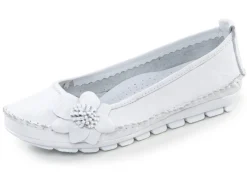 Best Gemini , schicke Damen-Ballerinas, Weite G, mit herausnehmbarem Fußbett WEISS