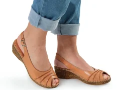 Discount Gemini , schicke Damen-Sandaletten, Weite G, mit Gummizug NATURBRAUN