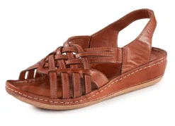 Hot Gemini , schicke Damen-Sandalen, Weite G, mit Gummizug COGNAC