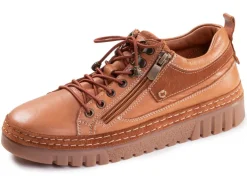 Hot Gemini , schicke Damen-Schnürschuhe, Weite G, mit herausnehmbarem Fußbett COGNAC