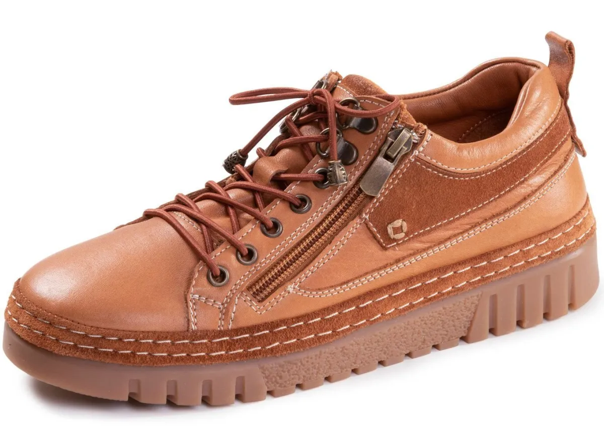 Hot Gemini , schicke Damen-Schnürschuhe, Weite G, mit herausnehmbarem Fußbett COGNAC