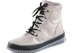 New Gemini Schnür-Bootie aus weichem Rind-Nappaleder KIESEL
