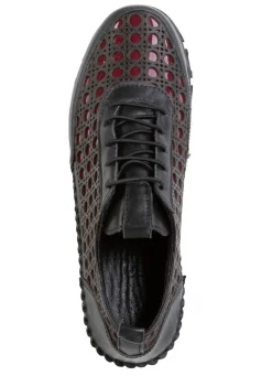 Discount Gemini Schnürschuh aus gelochtem Nappaleder SCHWARZ-BORDEAUX