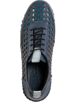 New Gemini Schnürschuh aus gelochtem Nappaleder BLAU