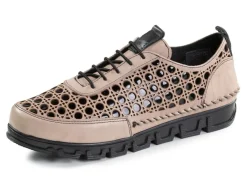 Sale Gemini Schnürschuh aus gelochtem Nappaleder KIESEL-SCHWARZ
