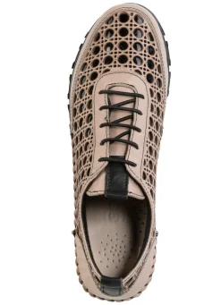 Sale Gemini Schnürschuh aus gelochtem Nappaleder KIESEL-SCHWARZ