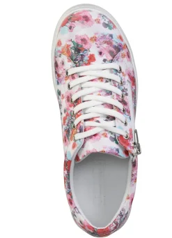 New Gemini Schnür-Sneaker aus beschichtetem, floral bedrucktem Nappaleder WEISS-PINK