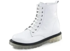 Hot Gemini Schnür-Stiefelette aus weichem Rind-Nappaleder WEISS