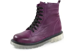 New Gemini Schnür-Stiefelette aus weichem Rind-Nappaleder LILA