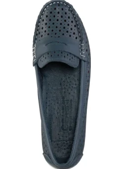 Gemini Slipper aus Nappaleder mit Lederspange MARINE