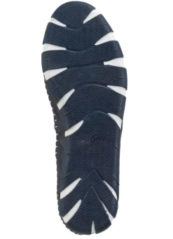 Hot Gemini Slipper mit dezenter Knitter-Struktur und bunten Leder-Blüten MARINE