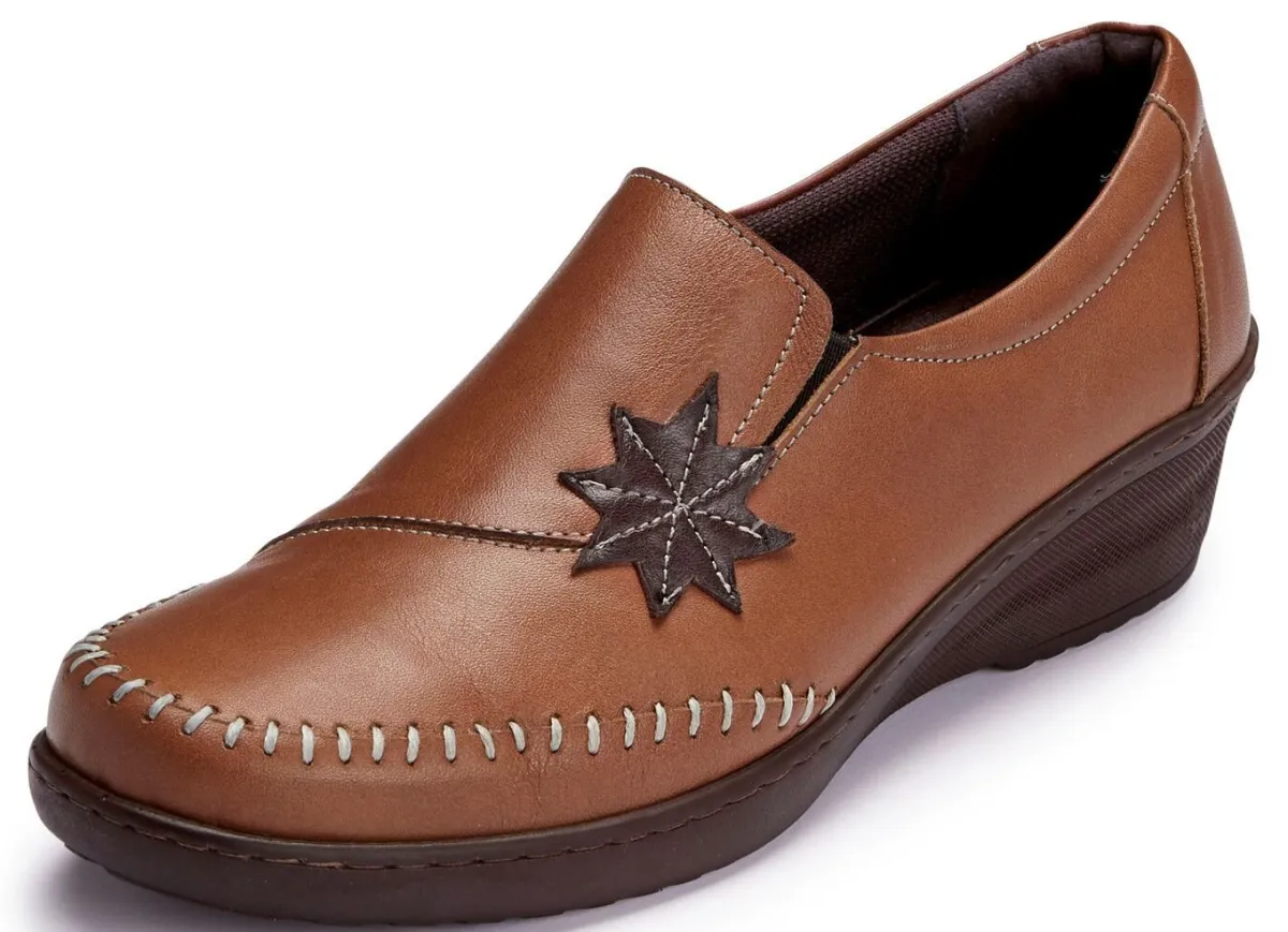 Best Gemini Slipper mit Leder-Applikation COGNAC