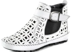 Hot Gemini , sommerliche Damen-Boots, Weite G, mit herausnehmbarem Fußbett WEISS-SCHWARZ