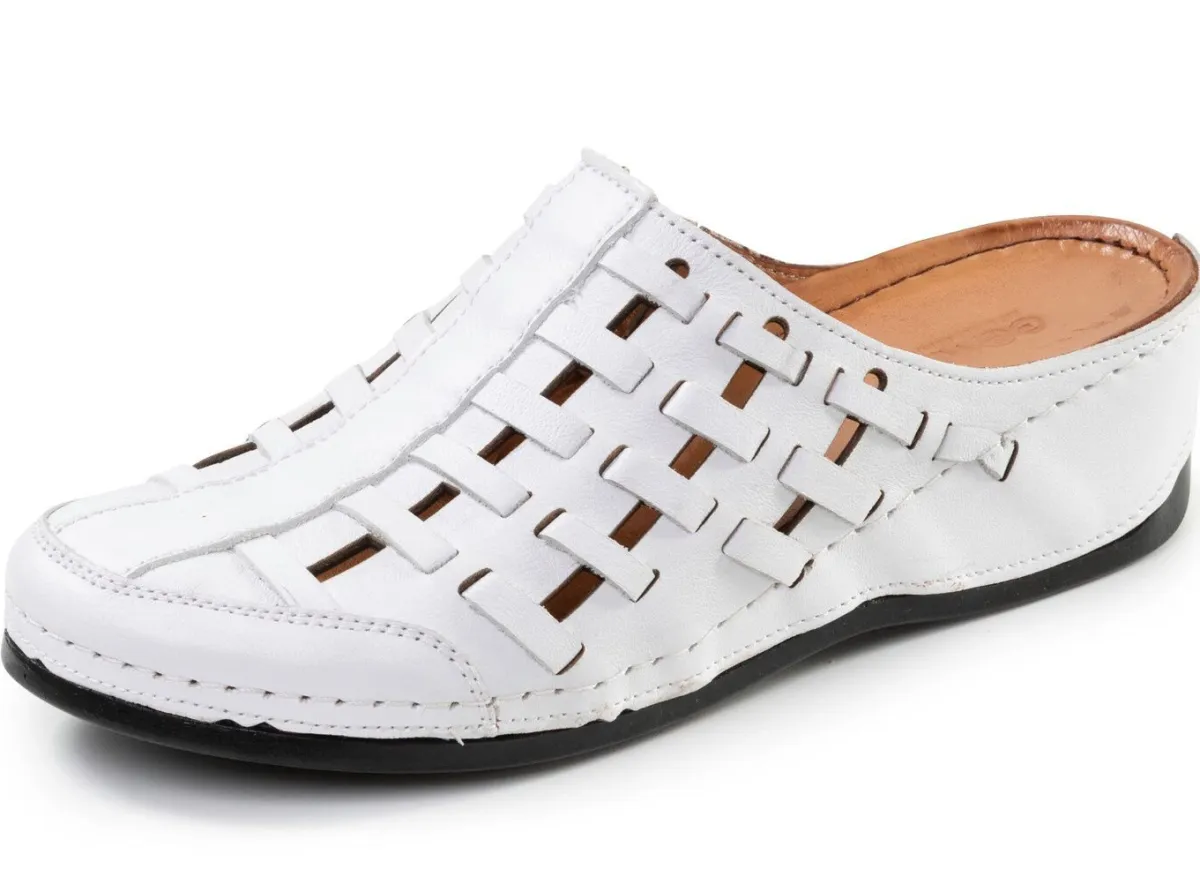 Outlet Gemini , sommerliche Damen-Clogs, Weite G, mit Gummizug WEISS