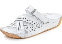 New Gemini , sommerliche Damen-Pantoletten, Weite G, aus Leder WEISS