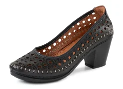 Outlet Gemini , sommerliche Damen-Pumps, Weite G, aus Leder SCHWARZ