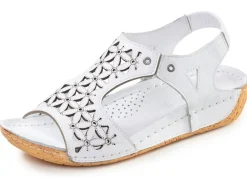 Outlet Gemini , sommerliche Damen-Sandalen, Weite G, aus Leder WEISS