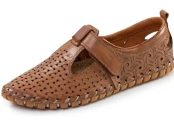 Outlet BADER Gemini, sommerliche Damen-Slipper, Weite G, mit herausnehmbarem Fußbett COGNAC