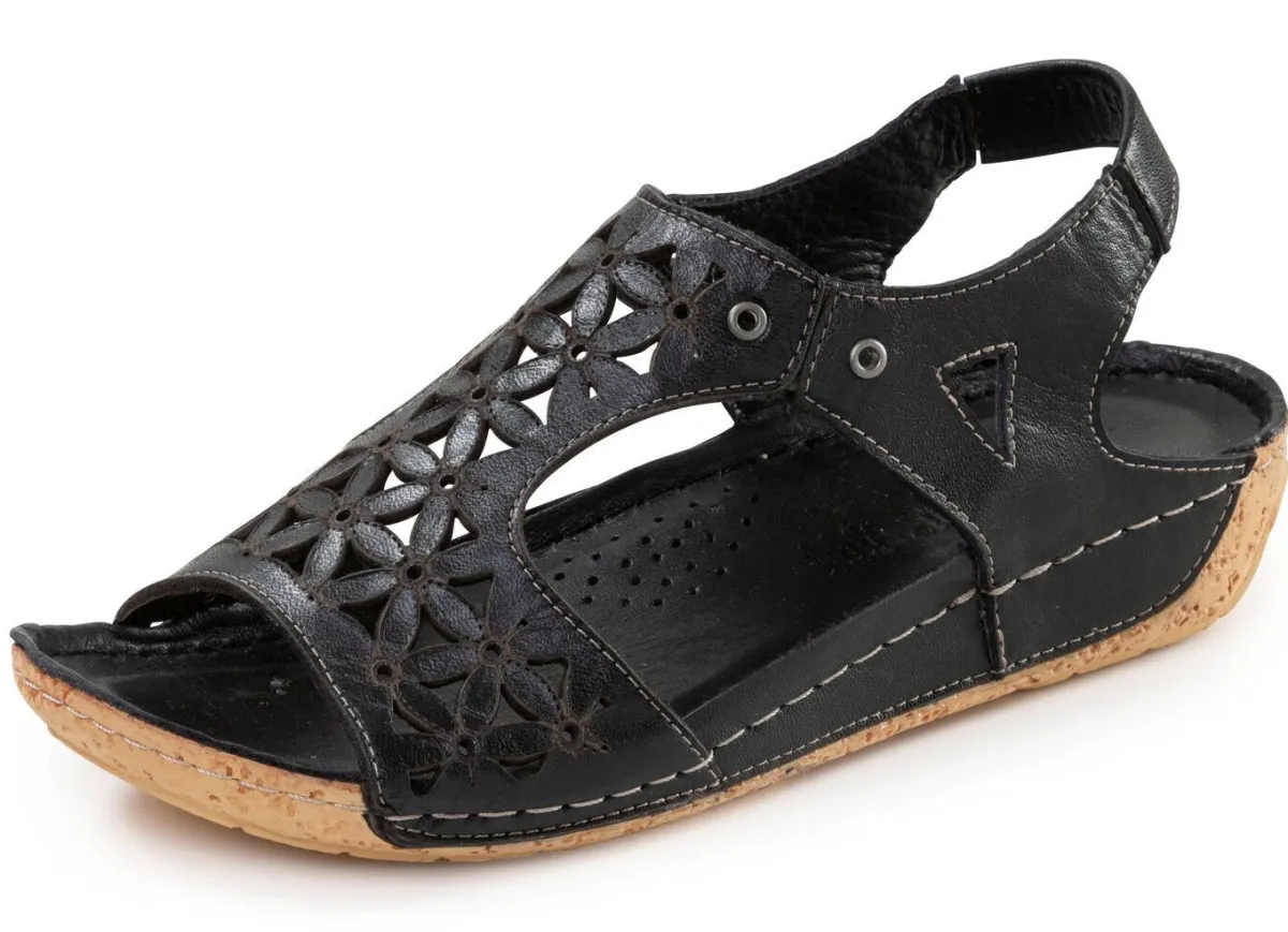 Clearance Gemini , sommerliche Damen-Sandalen, Weite G, aus Leder SCHWARZ