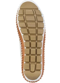 Outlet Gemini , sommerliche Damen-Slipper, Weite G, mit herausnehmbarem Fußbett WEISS-BRAUN