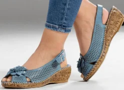Clearance BADER Gemini, sommerliche Damen-Sandaletten, Weite G, mit Gummizug JEANS