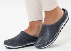 New Gemini , sommerlicher Damen-Sabot, Weite G, mit herausnehmbarem Fußbett MARINE