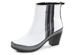 Best Gemini Stiefelette aus Rind-Nappaleder mit Kontraststreifen WEISS-GRAU-SCHWARZ